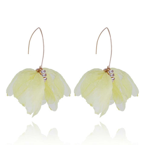 Yvon Yellow Silk Earrings with Silver Details | E99121