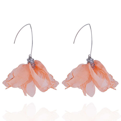 Yvon Light Orange Silk Earrings with Silver Details | E99122