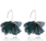 Yvon Dark Green Silk Earrings with Golden Details | E99127