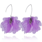 Yvon Light Purple Long Silk Earrings with Stones | E99135