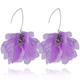 Yvon Light Purple Long Silk Earrings with Stones | E99135