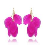 Yvon Fuchsia Long Satin Flower Petal Earrings | E99173