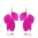 Yvon Fuchsia Long Satin Flower Petal Earrings | E99173