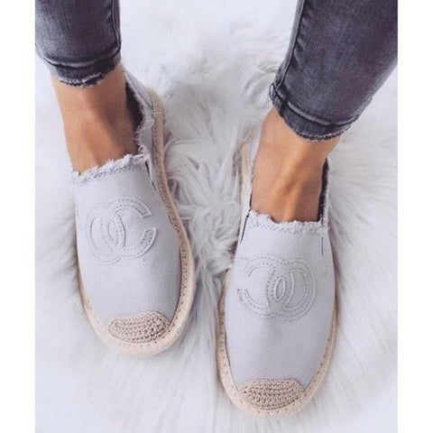 Women's Gray CC Espadrilles Slip-On Flats | SJ2306-3