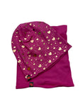 Girls' Beanie with Golden Hearts Pattern and Tube Scarf Set ~2-6 years | SERCA