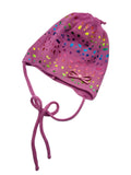 Girls' 100% Cotton Tied Beanie with Multicolor Pattern ~0-6 months | PERFECT