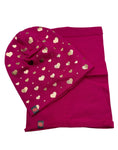 Girls' Fuchsia Beanie with Golden Hearts Pattern and Tube Scarf Set ~2-6 years | SERCA3