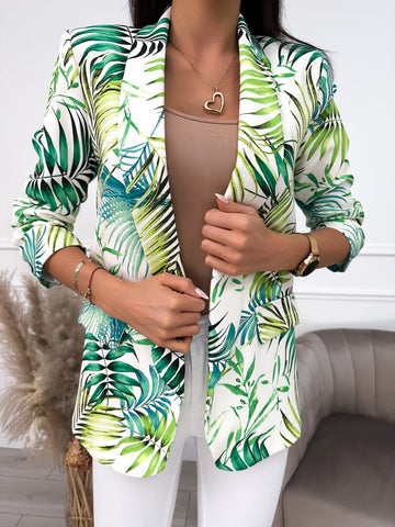 White Blazer with Tropical Print | AD