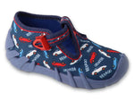 Befado Dark Blue Daycare Slippers with Cars Pattern / Sneakers SPEEDY | 110P503
