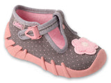 Befado Gray and Pink Daycare Slippers / Sneakers with Flower Patch - SPEEDY | 110P506N