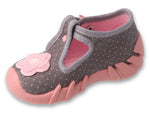 Befado Gray and Pink Daycare Slippers / Sneakers with Flower Patch - SPEEDY | 110P506N