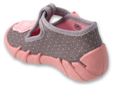 Befado Gray and Pink Daycare Slippers / Sneakers with Flower Patch - SPEEDY | 110P506N