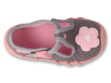Befado Gray and Pink Daycare Slippers / Sneakers with Flower Patch - SPEEDY | 110P506N