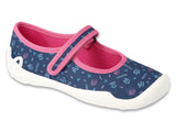 Befado Dark Blue Daycare Slippers / Sneakers with Flowers Pattern - BLANCA | 114X517