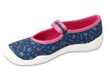 Befado Dark Blue Daycare Slippers / Sneakers with Flowers Pattern - BLANCA | 114X517