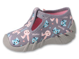 Befado Gray Daycare Slippers with Cat and Bunny Pattern SPEEDY | 110P473
