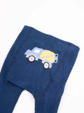 YO! Boys' Dark Blue Cotton Crawling Tights with ABS on Feet and Knees | RAB-0025C-TRUCK2