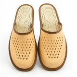 Men's Brown Leather Slippers | M-2037
