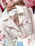 White Eco-leather Jacket with Golden Buttons | PAL-01