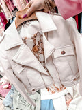 White Eco-leather Jacket with Golden Buttons | PAL-01