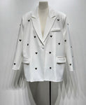 Italian Style White Blazer with Silver Hearts Decoration | PAL-02