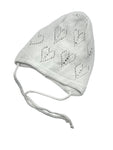 Girls' 100% Cotton Tied Beanie with Embroidered Hearts ~0-12 months | AND