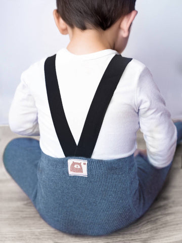 YO! Boy's Blue Cotton Tights with Suspenders | RAB-0047BB