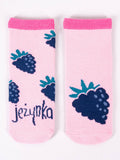 YO! Girls' Pink Ankle Socks with ABS and Blackberry Embroidery | SKA-0021G-P