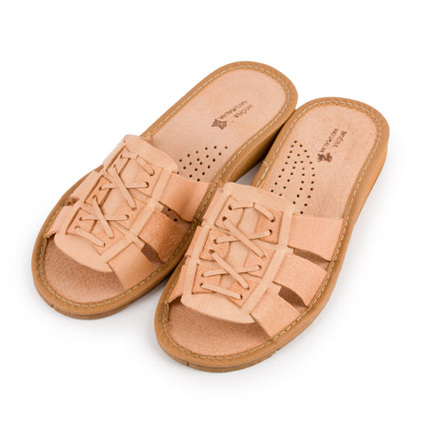 Women's Open Toe 100% Natural Leather Slippers | K-1155
