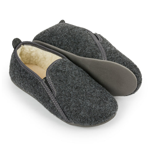 Women's Handmade Graphite Felt & Natural Wool Insulated Slippers | BK-539A