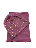Girls' Beanie with Golden Hearts Pattern and Tube Scarf Set ~2-6 years | SERCA