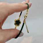 Five Leaf Flower Leather Braided Bracelet | DOT-410