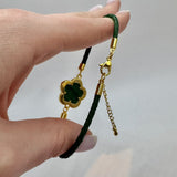 Five Leaf Flower Leather Braided Bracelet | DOT-410