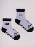 YO! Kids' Gray Ankle Socks with "HI" print and ABS | SKA-003BG