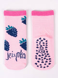 YO! Girls' Pink Ankle Socks with ABS and Blackberry Embroidery | SKA-0021G-P
