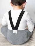 YO! Boy's Gray Cotton Tights with Suspenders | RAB-0047BG