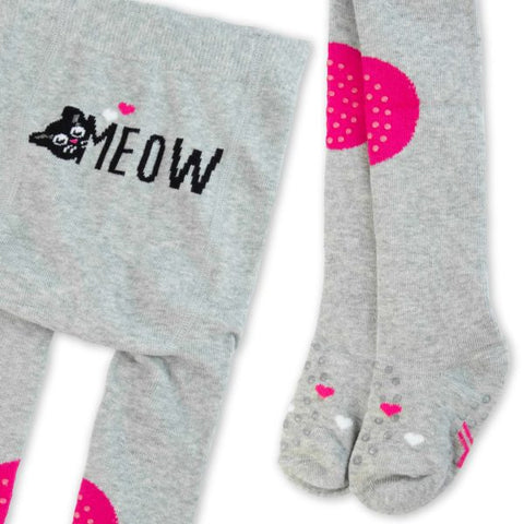 YO! Girls' Gray Cotton Crawling Tights with ABS on Feet and Knees | RAB-0025G-CAT3