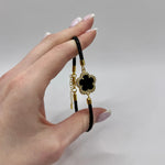 Five Leaf Flower Leather Braided Bracelet | DOT-410