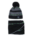 Boys' Dark Gray and Neon Green Beanie and Tube Scarf Set | 36/446