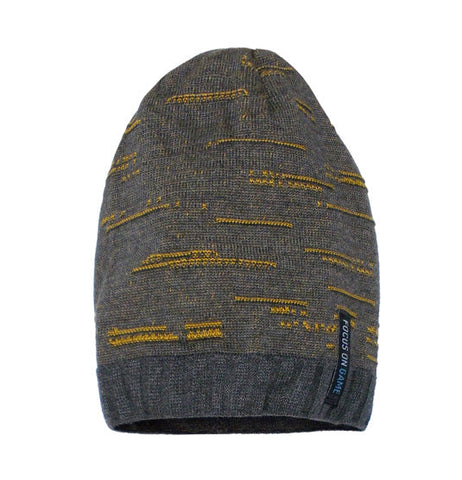 Boys' Dark Gray and Orange Patterned Beanie ~ 6-12 years | 38/193-J