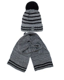 Boys' Graphite Hat with Pompom and Scarf Set | 38/547-H