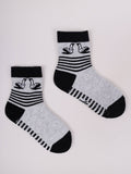 YO! Kids' Gray Ankle Socks with Boots print and ABS | SKA-003BGB