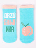 YO! Girls' Light Blue Ankle Socks with ABS and Peach Embroidery | SKA-0021G-LB