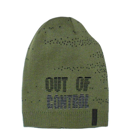 Boys' Olive Green Printed Beanie ~6-12 years | 40/191-F