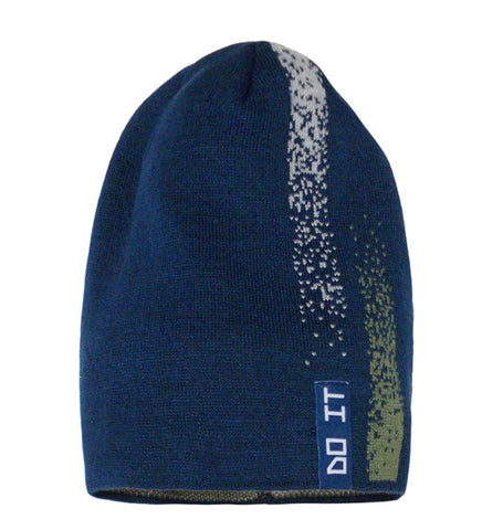 Boys' Dark Blue Printed Beanie ~6-12 years | 42/214-I