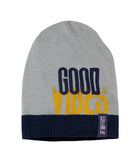 Boys' Gray and Dark Blue Printed Beanie ~6-12 years | 42/207-D