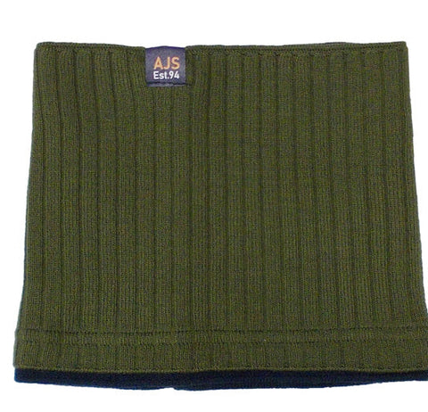 Kids' Olive Green Ribbed Double Sided Tube Scarf - KOMIN / TUBA | 42/233-E
