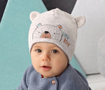 Boys' Light Beige Beanie with Bear Print ~ 12-24 months | 42/443-LBE