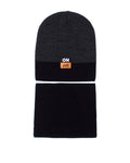Boys' Black and Dark Gray Beanie and Tube Scarf Set | 42/598-B