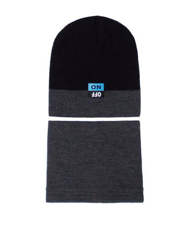 Boys' Black and Graphite Beanie and Tube Scarf Set | 42/598-H